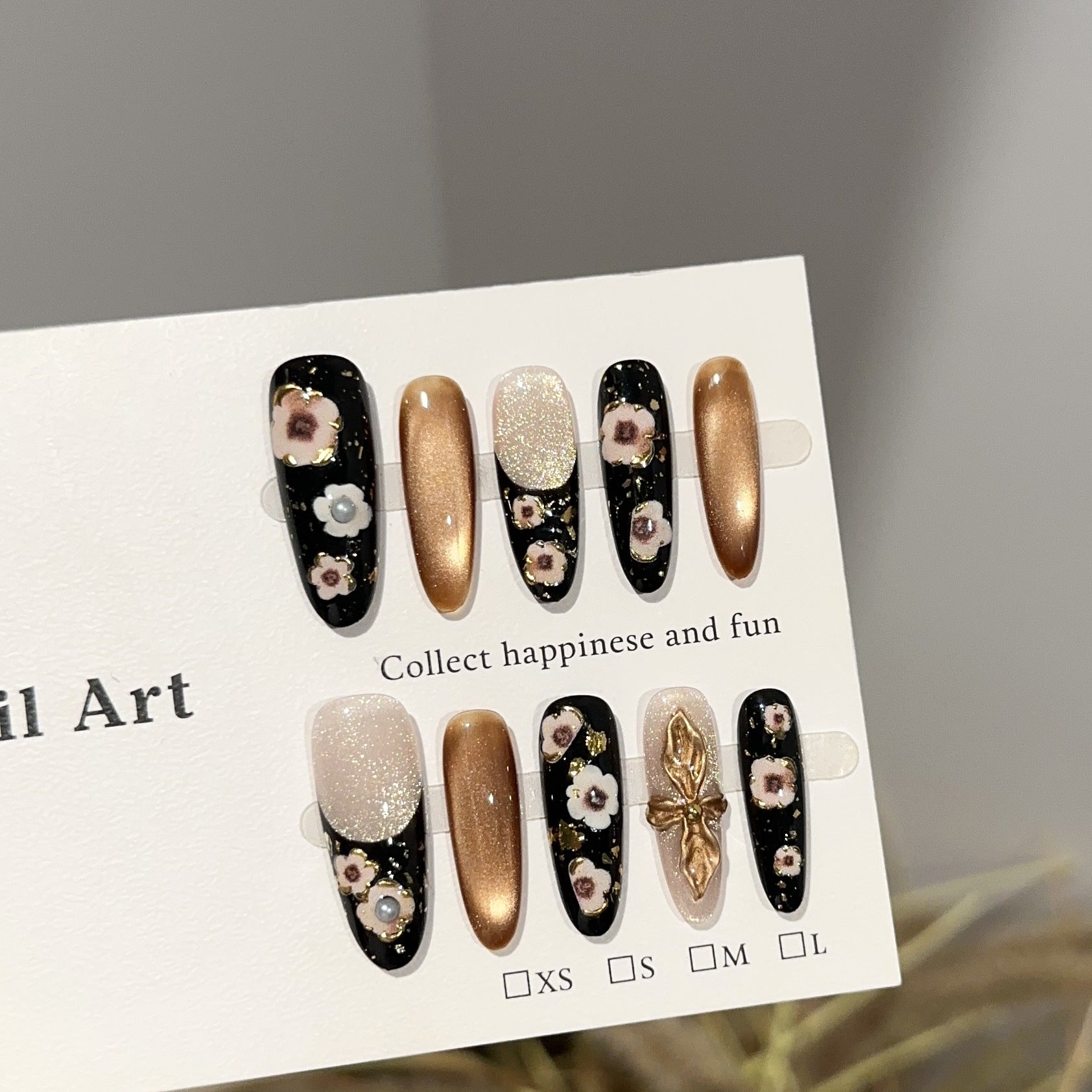 Vintage Flower Cat-eye Long Almond