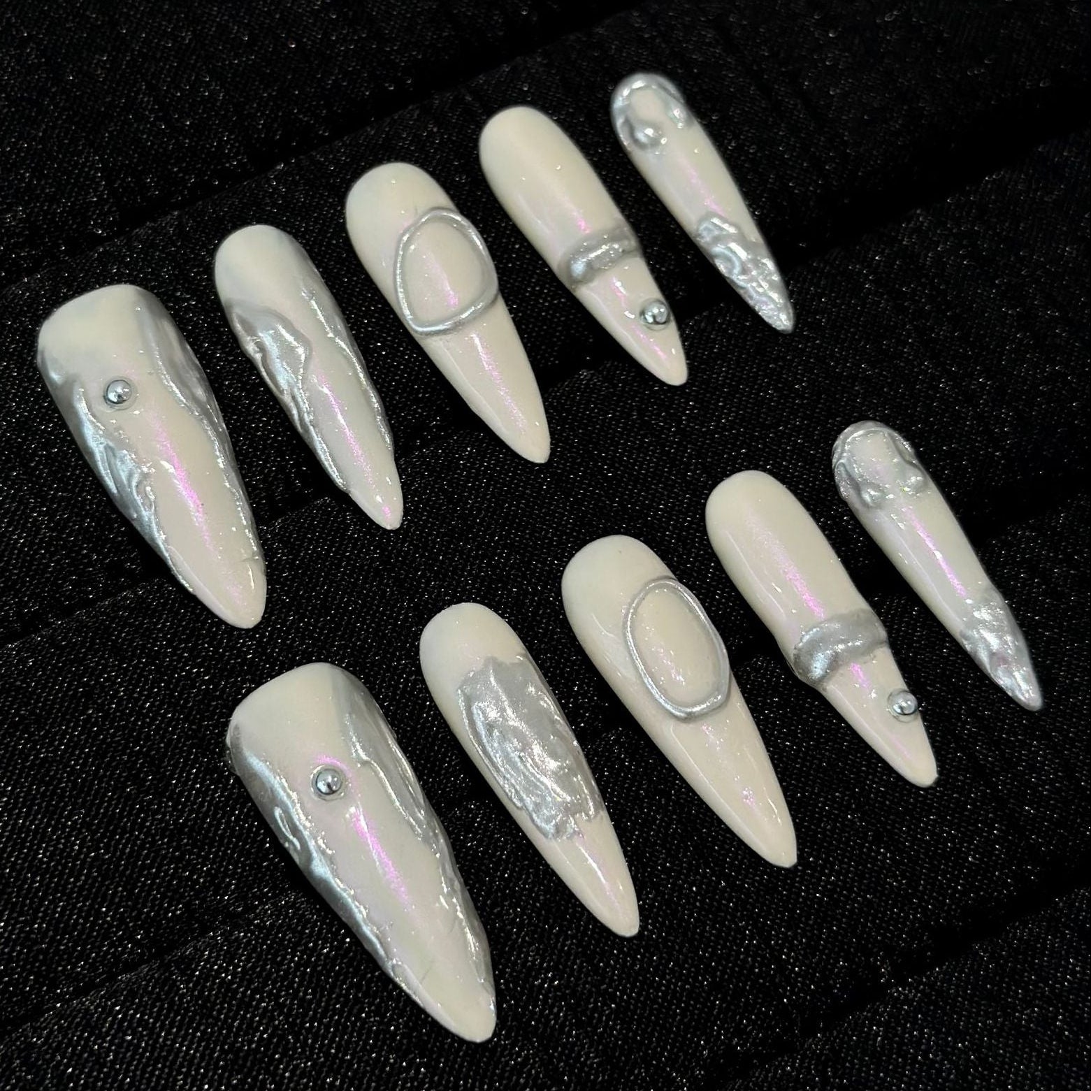 Aurora Liquid Chrome Long Stiletto