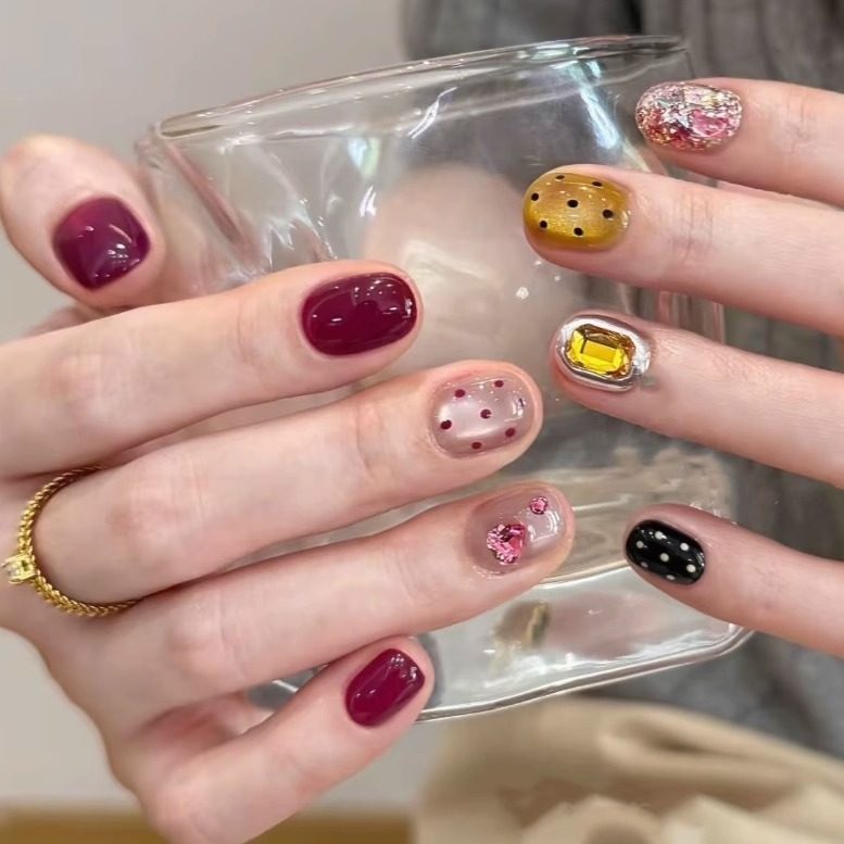 Colorful Cute Dot Parts Short press on nail