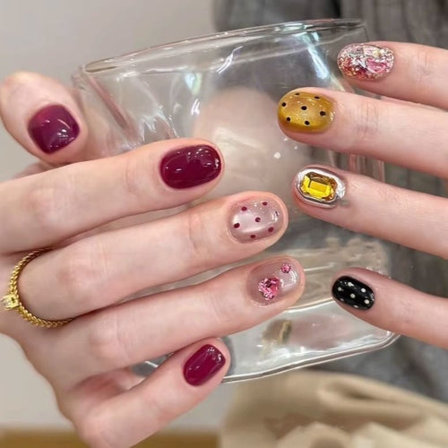 Colorful Cute Dot Parts Short press on nail