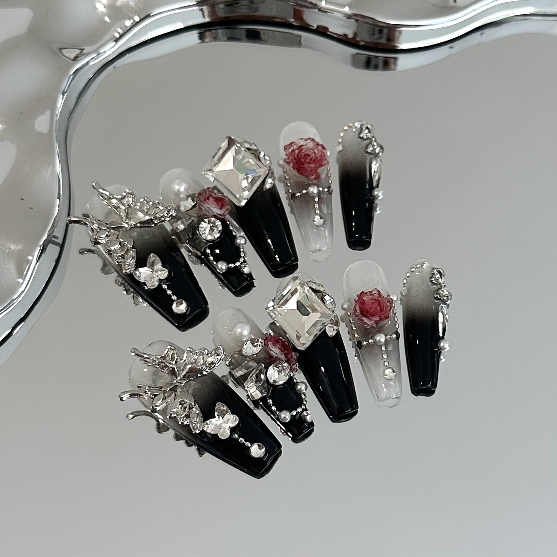 Black Butterfly Medium Coffin