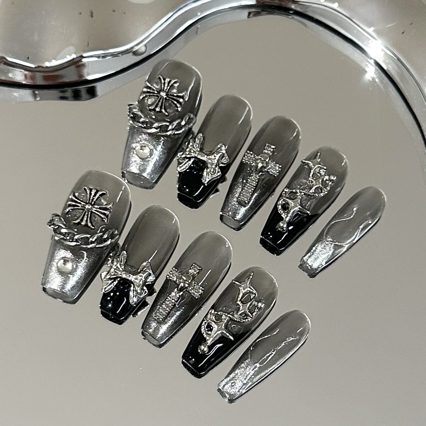 Midnight Steel Cross Medium Coffin