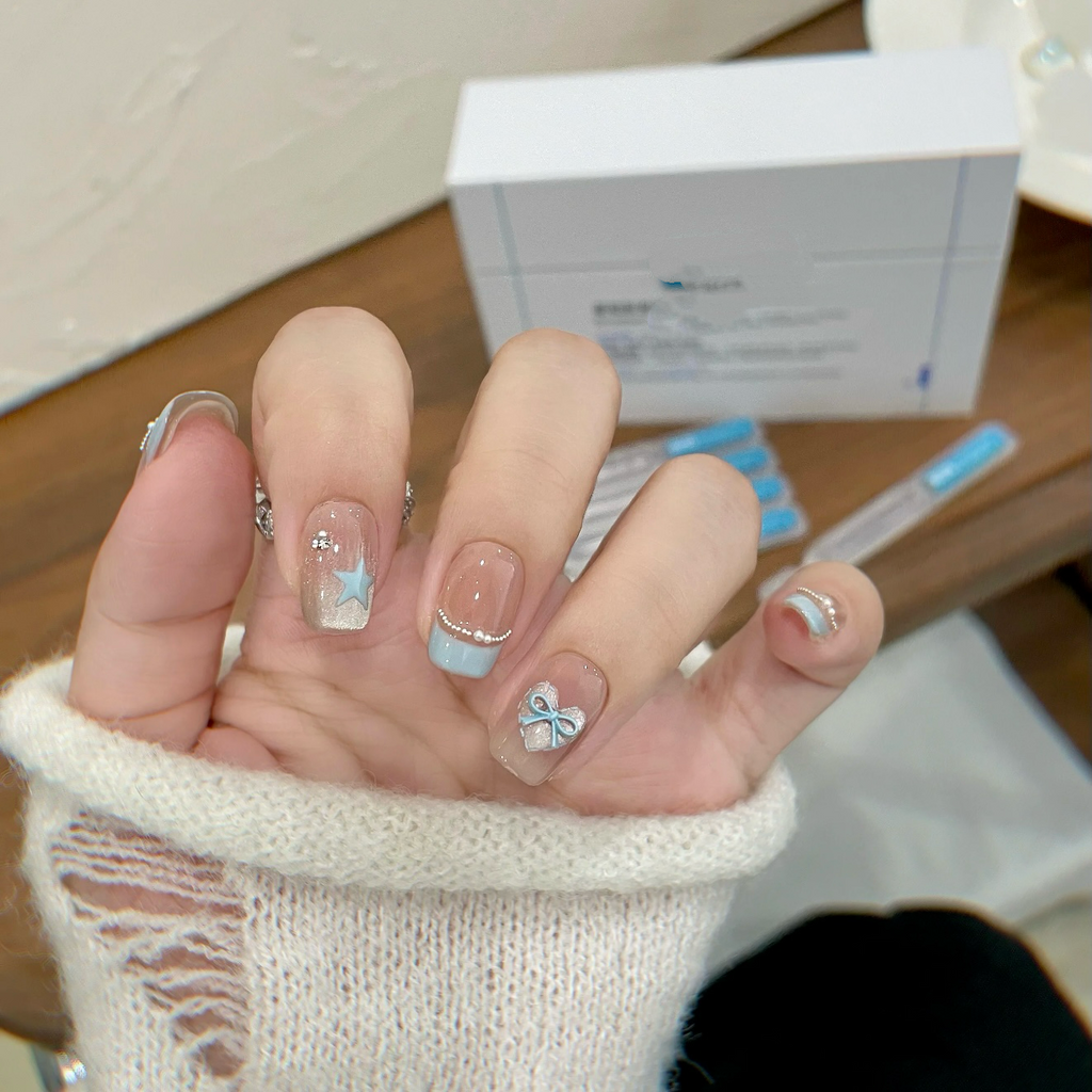 Starlight Blue Lovely French Press on Nails