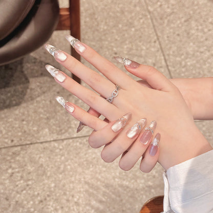 Ice crystal Rose Magnetic Press on nails