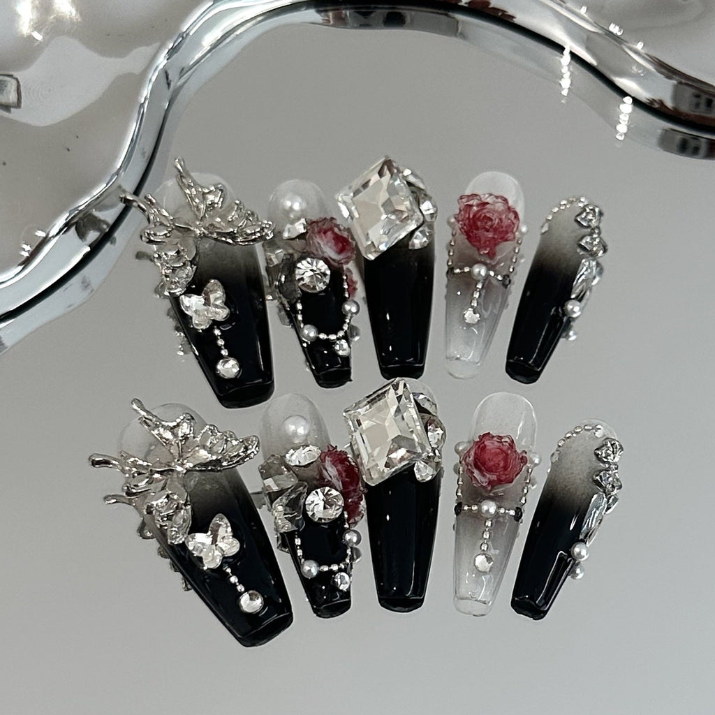 Black Butterfly Medium Coffin