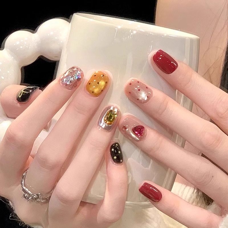 Colorful Cute Dot Parts Short press on nail