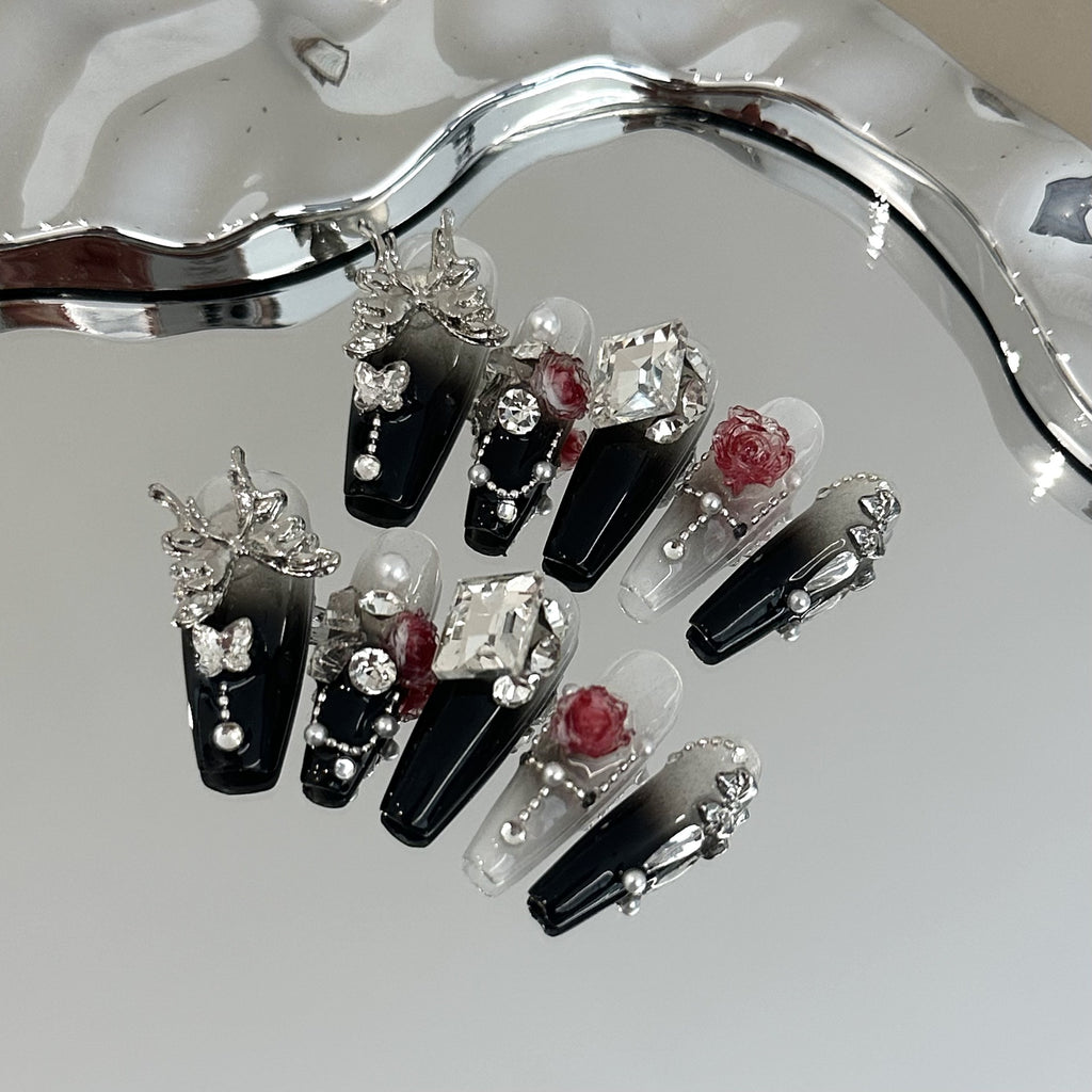 Black Butterfly Medium Coffin