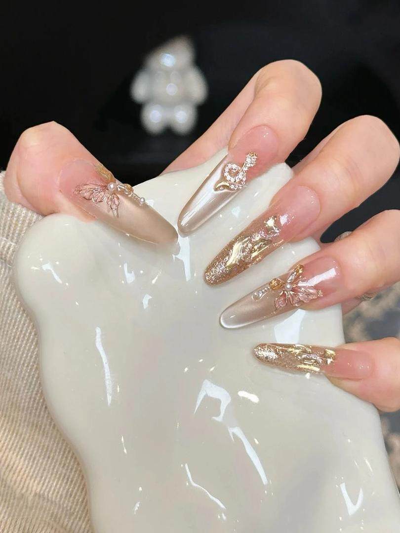 Luxury Golden Wedding Press on nails