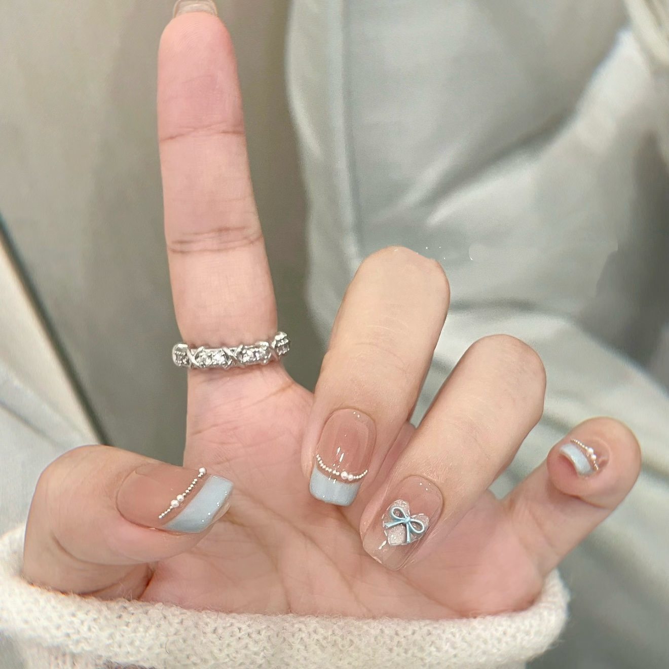 Starlight Blue Lovely French Press on Nails