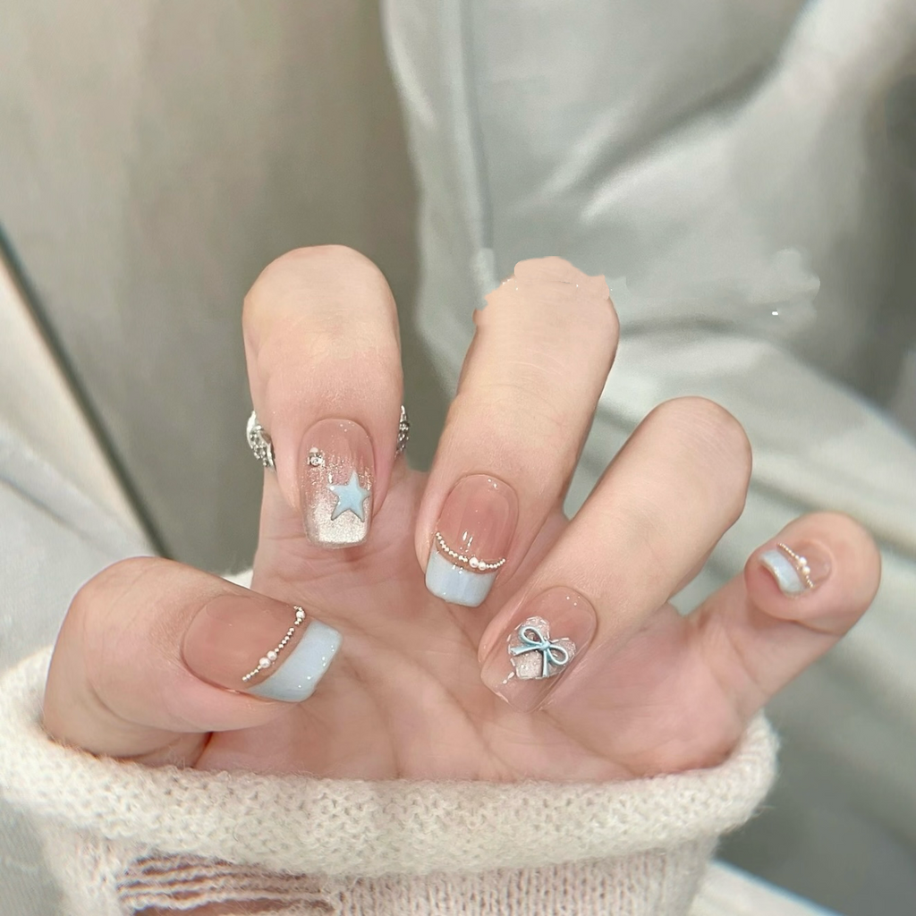 Starlight Blue Lovely French Press on Nails